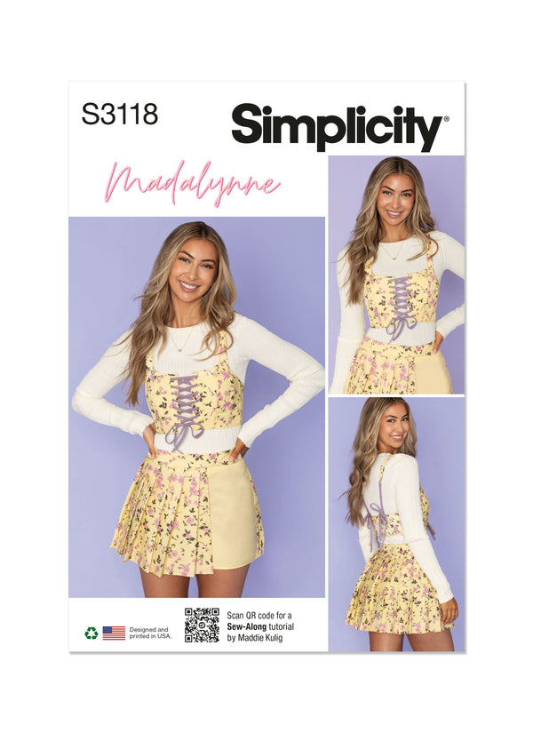 Simplicity Misses Cropped Corset and Skort Sewing Pattern S3118
