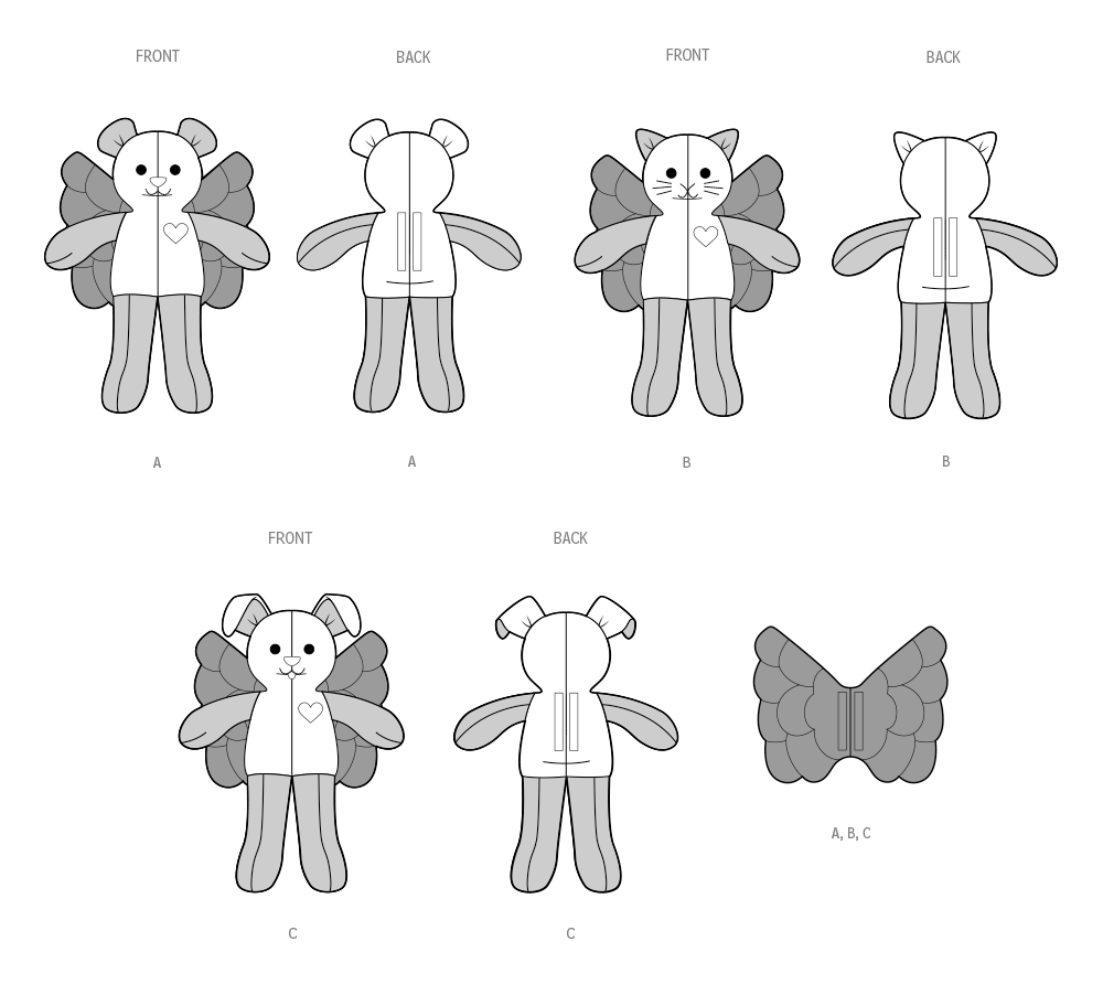 Simplicity Memory Plush Animals with Wings Sewing Pattern S3122OS
