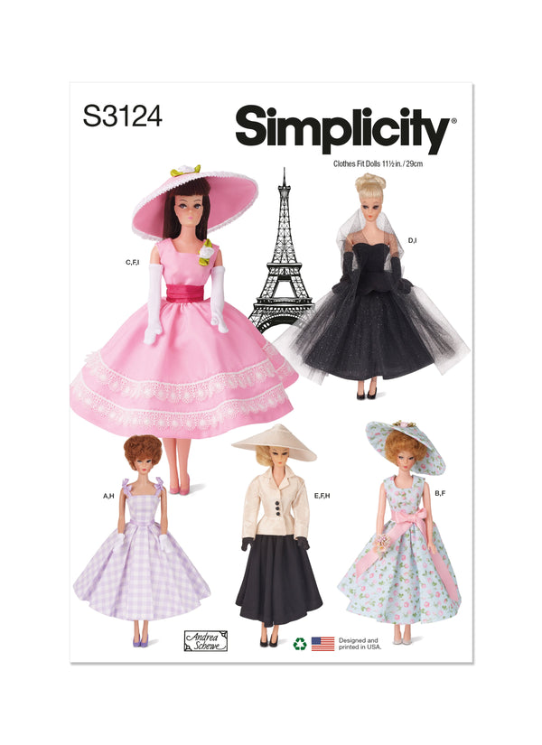 Simplicity: 11-1/2" Fashion Doll Clothes Sewing Pattern S3124OS