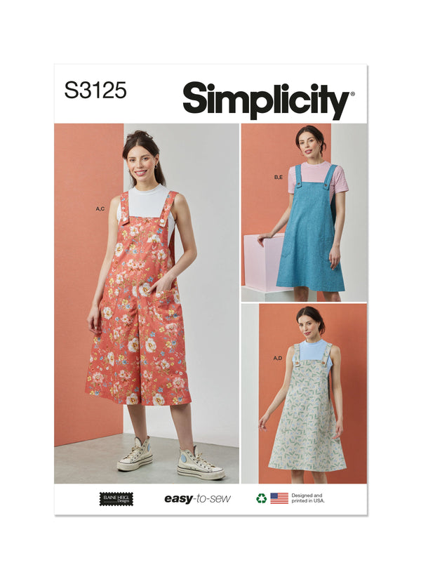 Simplicity Misses Knit Tops, Overalls & Jumper Sewing Pattern S3125