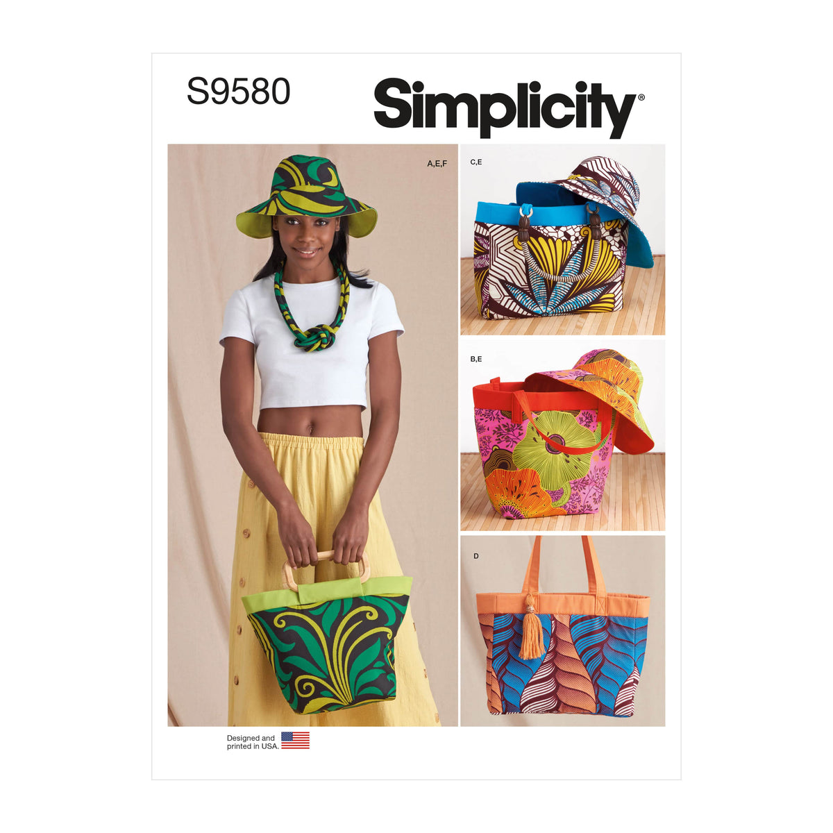 Simplicity Bags, Hat and Necklace Sewing Pattern S9580 A (All Sizes in One Envelope)