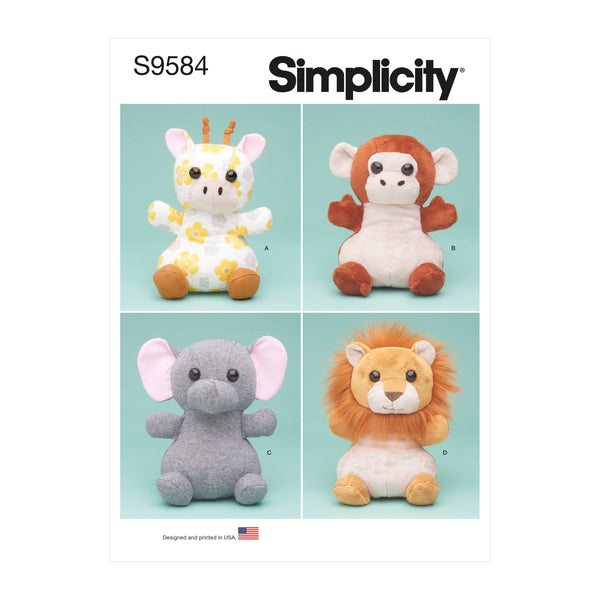 Simplicity Plush Animals Sewing Pattern S9584 OS 