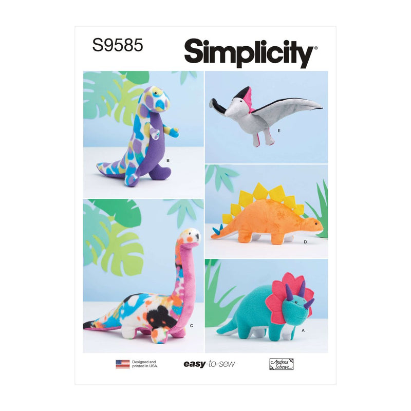 Simplicity Plush Dinosaurs by Schewe Sewing Pattern S9585 OS