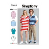 Simplicity Teens, Misses and Mens Shirts Sewing Pattern S9614 A (XXS-XS-S-M-L-XL-XXL)