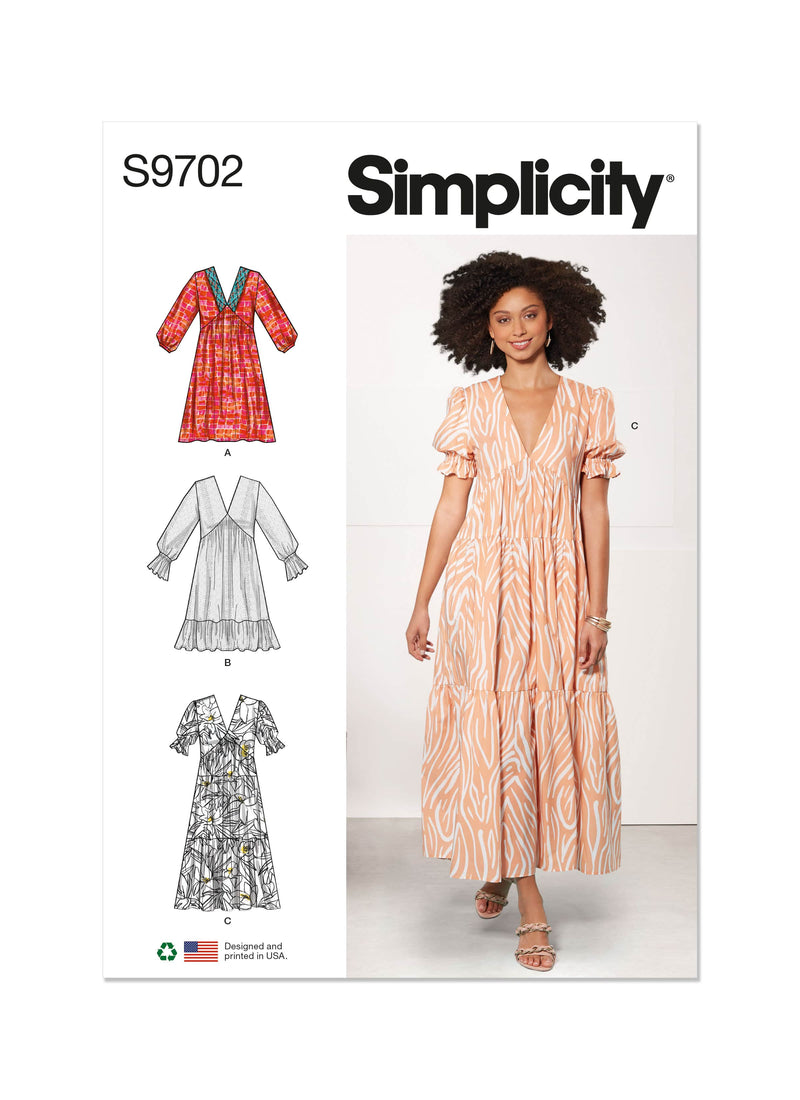 Simplicity Misses Empire Dress Sewing Pattern S9702