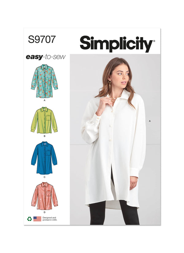 Simplicity Misses Shirts Sewing Pattern S9707