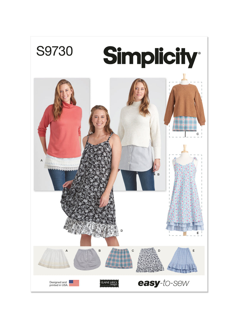 Simplicity Misses Layering Slips by Elaine Heigl Sewing Pattern S9730A (S-XXL)