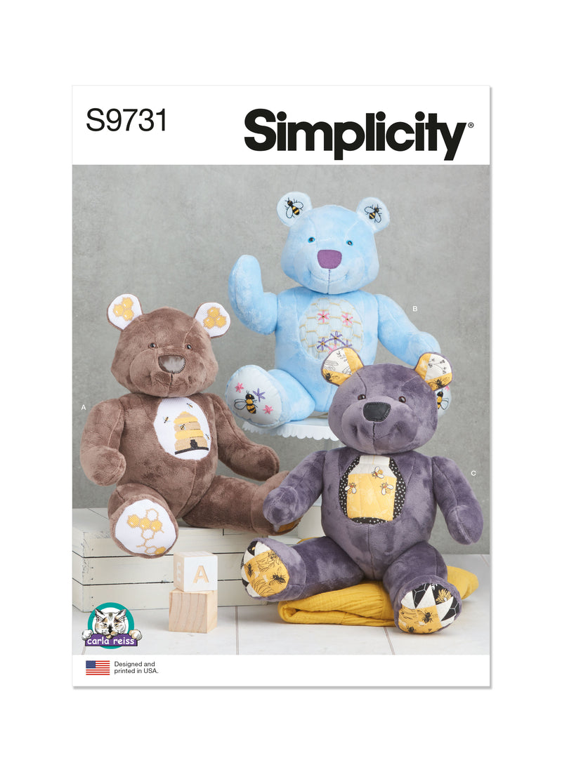 Simplicity Stuffed Bear by Carla Reiss Sewing Pattern S9731 OS