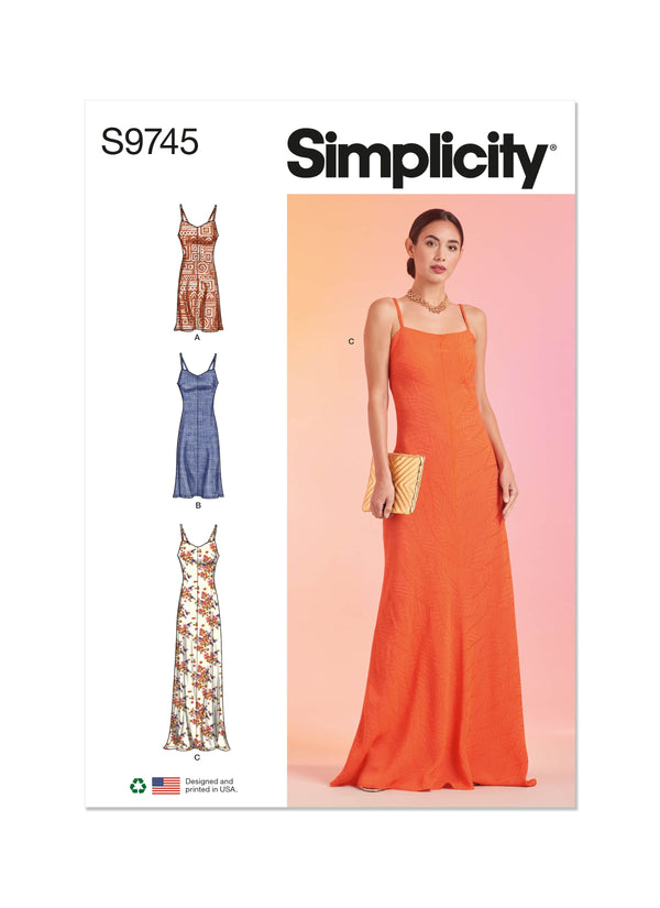 Simplicity Misses Slip Dress in Three Lengths Sewing Pattern S9745