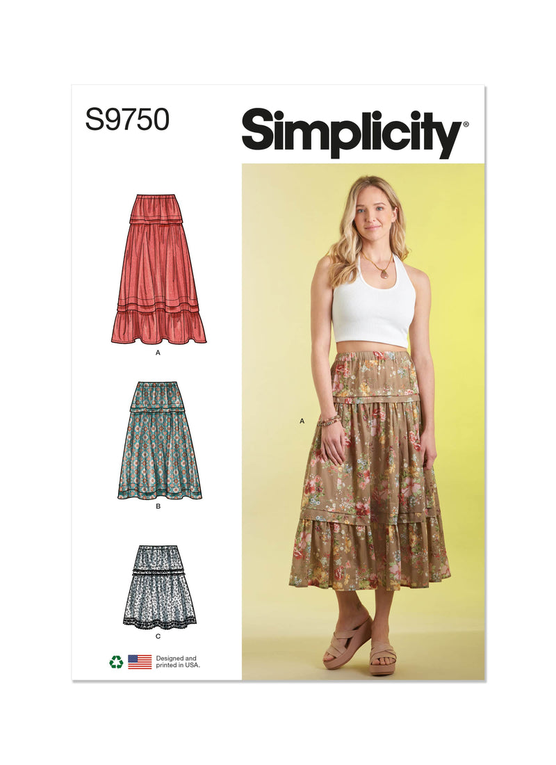 Simplicity Misses Skirt in Three Lengths Sewing Pattern S9750