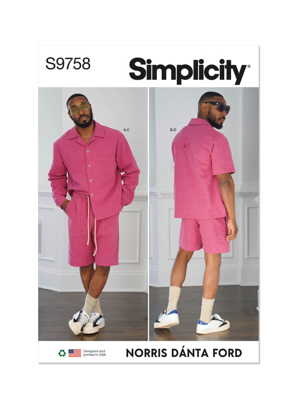 Simplicity Mens Shirts and Shorts by Norris Danta Ford Sewing Pattern S9758