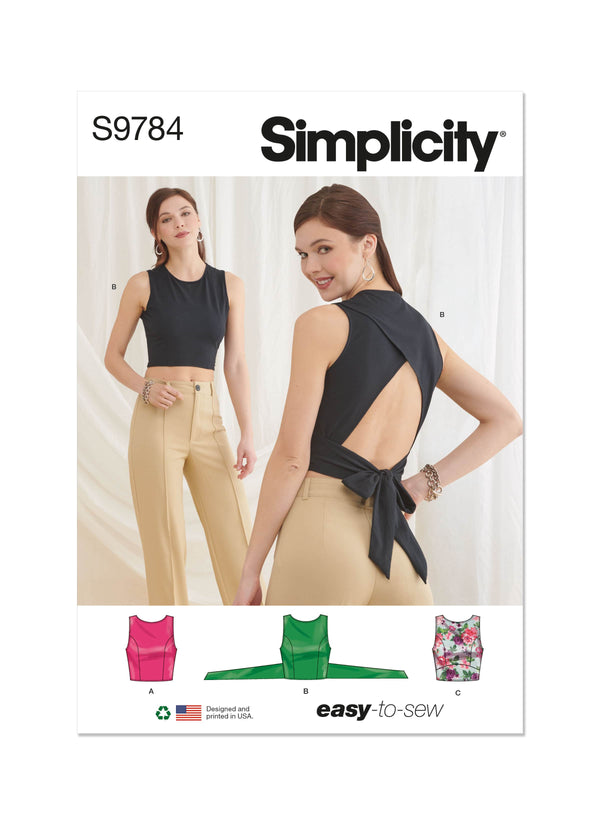 Simplicity Misses Knit Tops Sewing Pattern S9784 A (XS-S-M-L-XL-XXL)