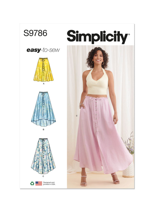 Simplicity Misses Skirt With Hemline Variations Sewing Pattern S9786