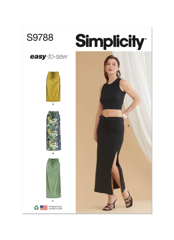 Simplicity Misses Knit Skirts in Two Lengths Sewing Pattern S9788 A (10-12-14-16-18-20-22)