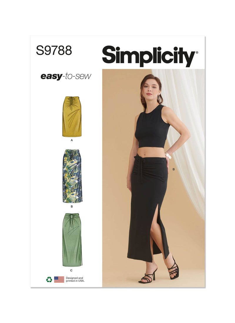 Simplicity Misses Knit Skirts in Two Lengths Sewing Pattern S9788 A (10-12-14-16-18-20-22)