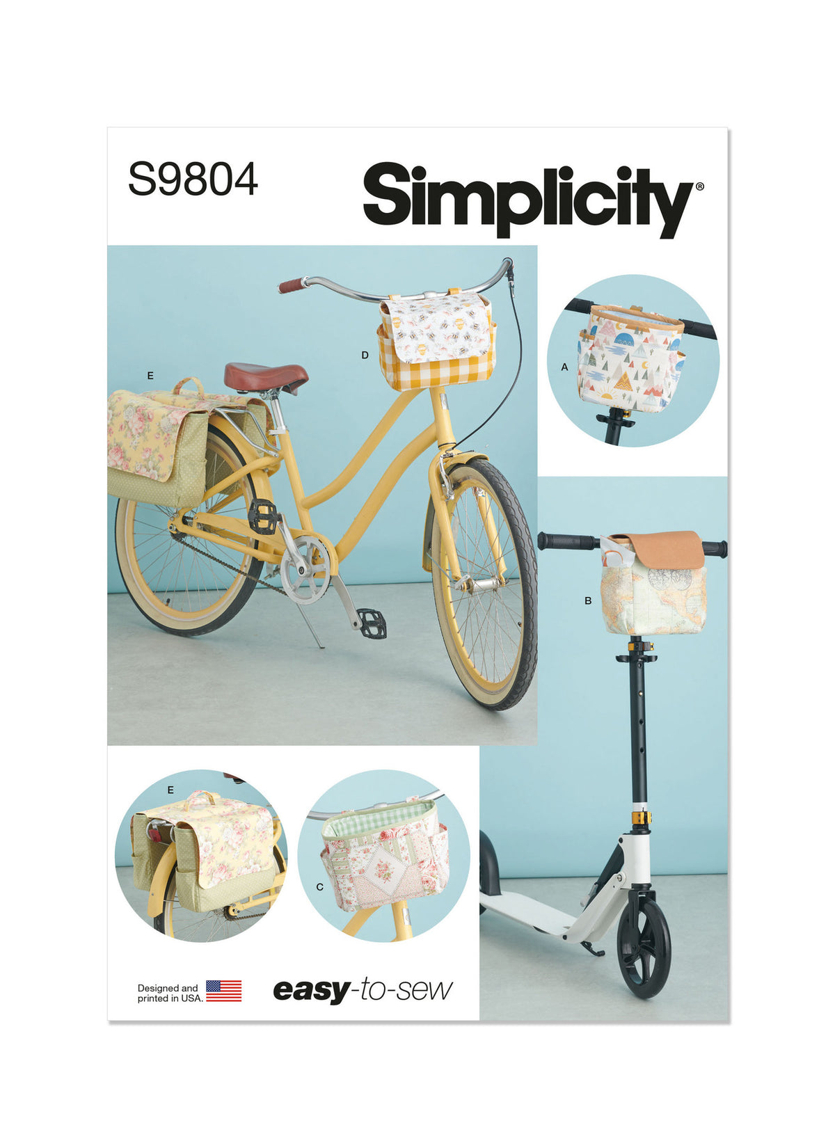 Simplicity Bicycle Baskets, Bags & Panniers Sewing Pattern S9804 OS