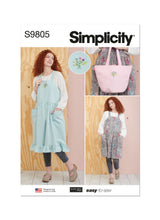 Simplicity Misses Pinafore Aprons & Tote by Elaine Heigl Pattern S9805A (XS-XL)