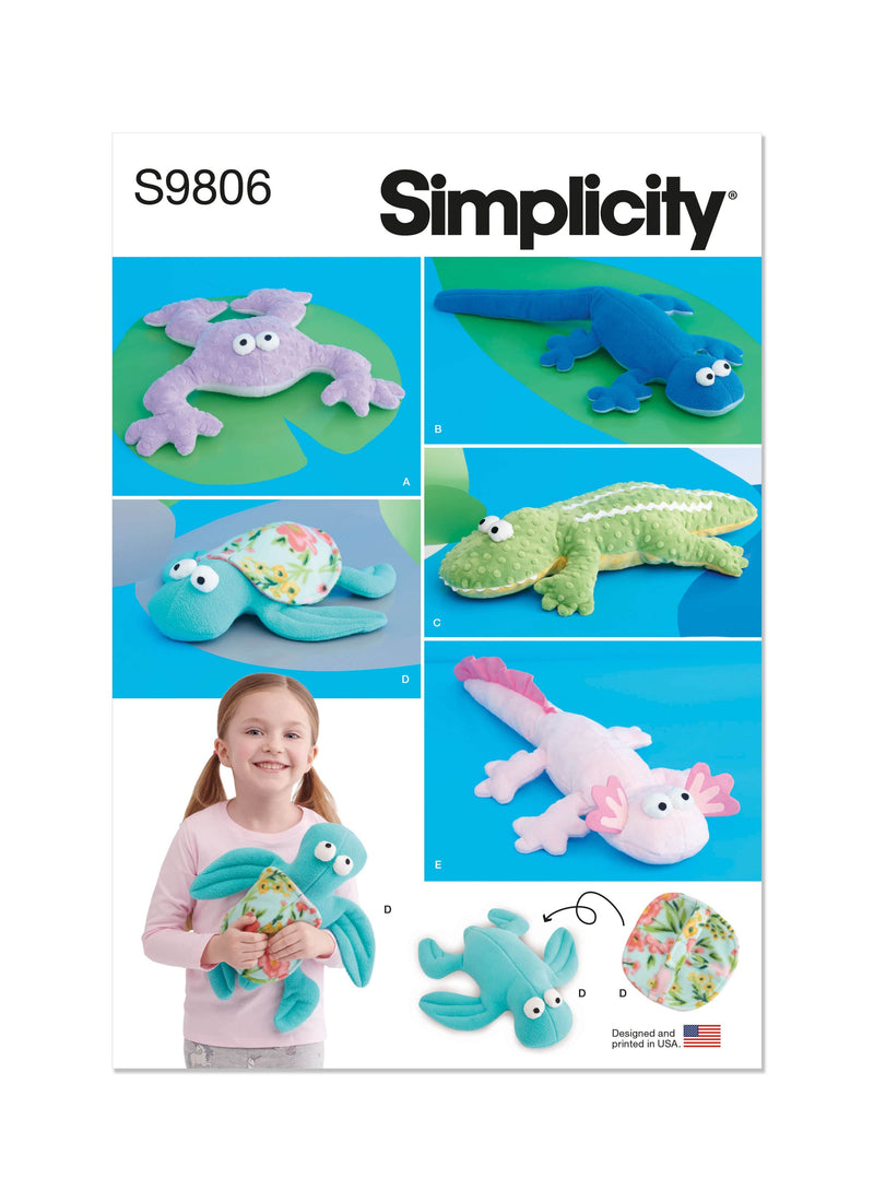 Simplicity Plush Reptiles Sewing Pattern S9806 OS 