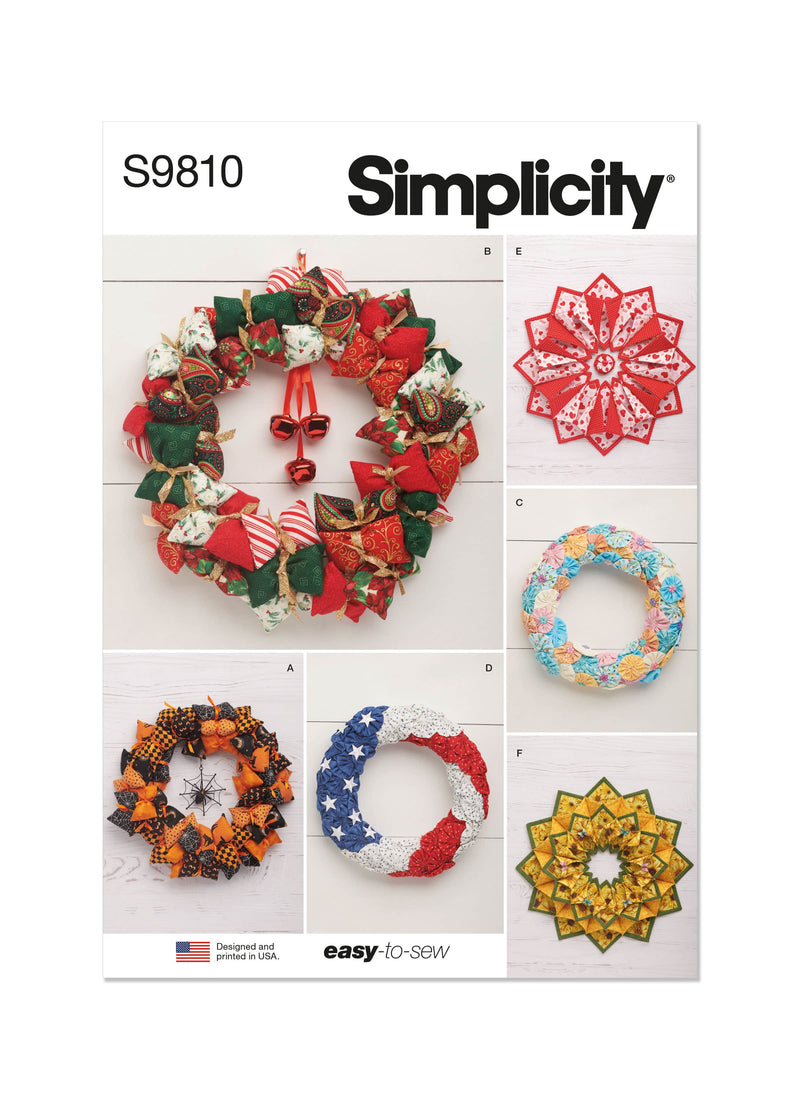 Simplicity Seasonal Wreaths Sewing Pattern S9810 OS 