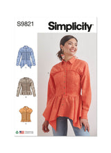 Simplicity Misses Blouse with Collar, Sleeve and Hemline Variations Sewing Pattern S9821