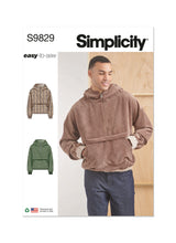 Simplicity Mens Half Zip Hoodie Sewing Pattern S9829A (S-M-L-XL-XXL)