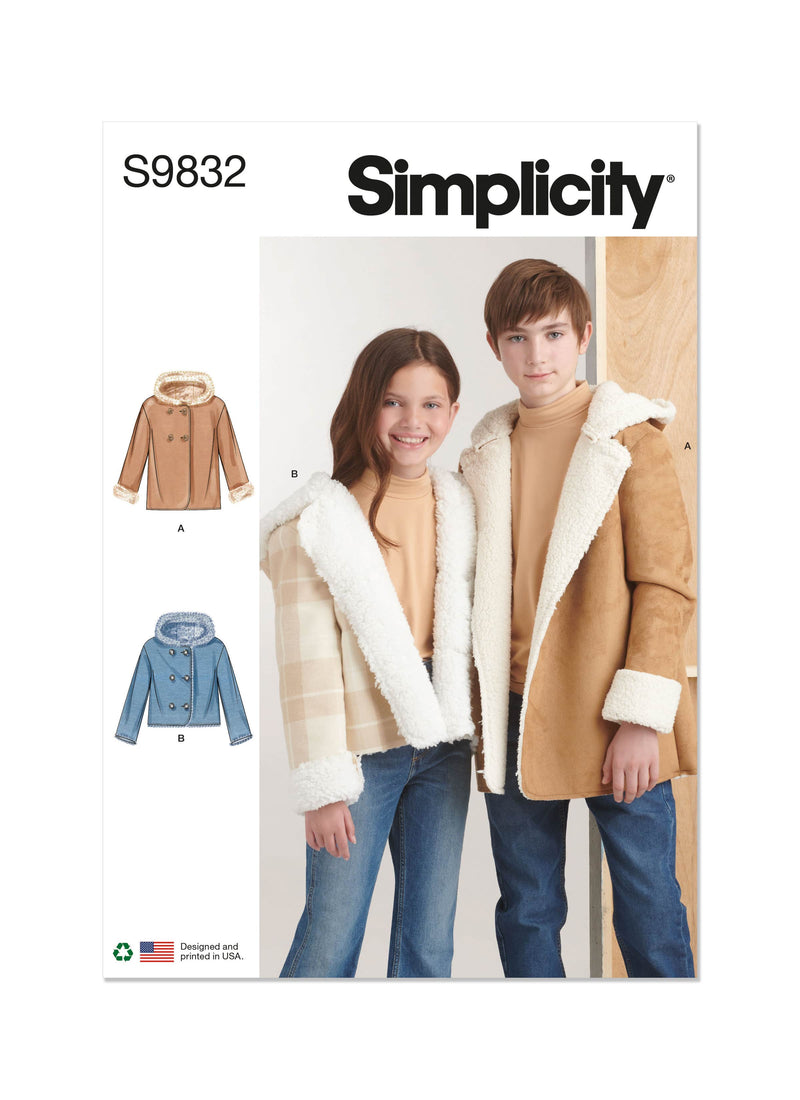 Simplicity Girls and Boys Jacket In Two Lengths Sewing Pattern S9832 A (7-8-10-12-14)