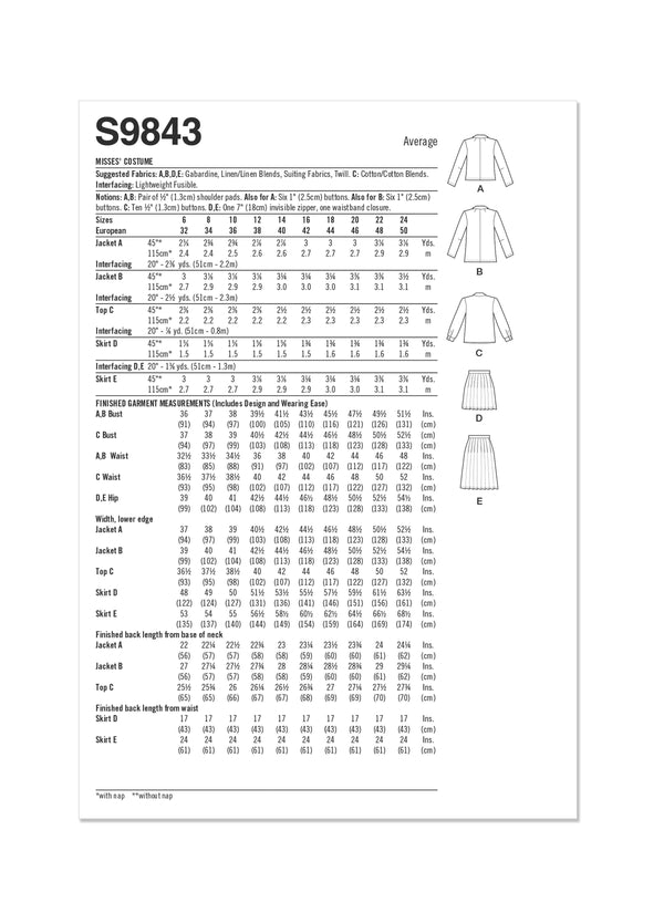 Simplicity Misses Costume Sewing Pattern S9843