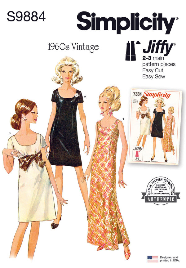 Simplicity Misses Dress in Two Lengths Sewing Pattern S9884