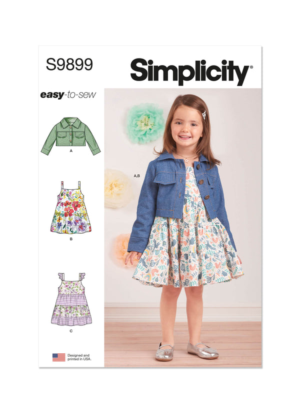 Simplicity Toddlers Jacket and Dresses Sewing Pattern S9899 A (1/2-1-2-3-4)