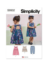 Simplicity Toddlers Dress, Top and Pants Sewing Pattern S9932 A (1/2-1-2-3-4)