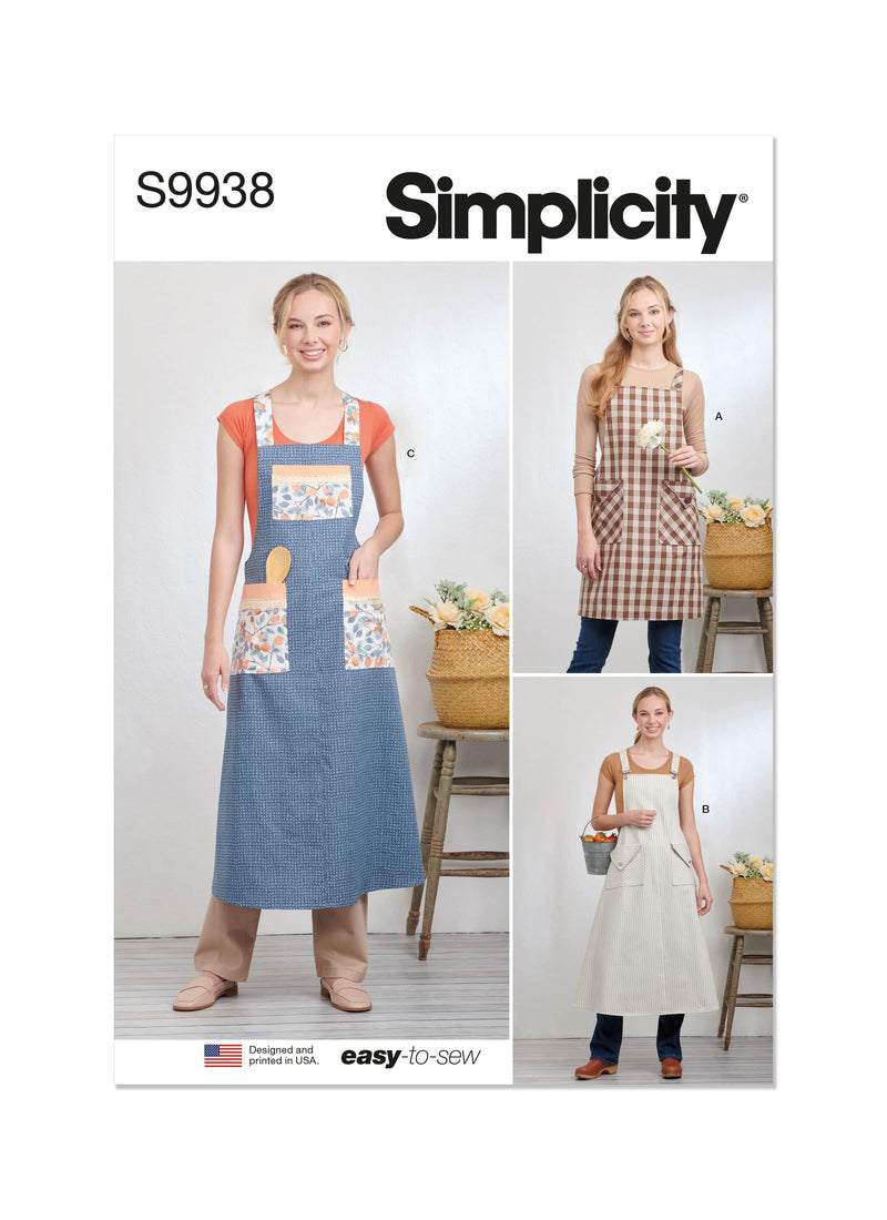 Simplicity Misses Pullover Aprons Sewing Pattern S9938 A (XS-S-M-L-XL)