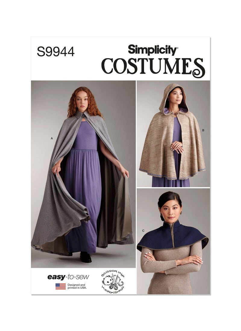 Simplicity Misses Capelet and Cape in Two Lengths by Scissor IMP Workshop Sewing Pattern S9944 A (XS-S-M-L-XL)