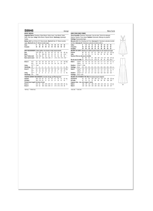 Simplicity Misses Dresses by Mimi G Style Sewing Pattern S9946