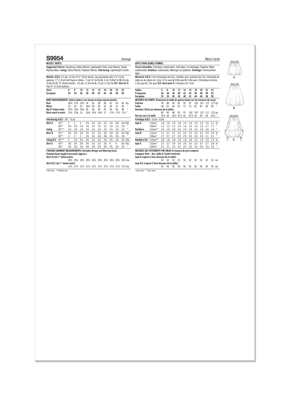 Simplicity Misses Skirts: Stylish Sewing Patterns S9954