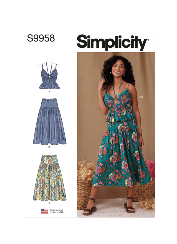 Simplicity Misses Top and Skirt Sewing Pattern Guide S9958