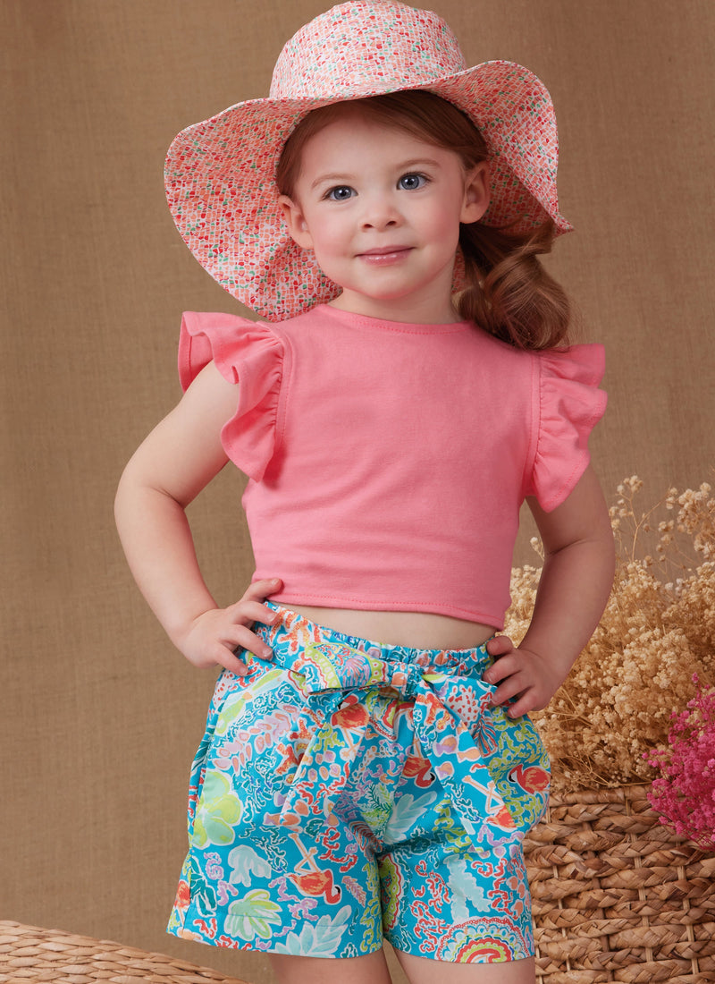 Simplicity Toddlers' Shorts, Pants, Hat & Knit Top Sewing Pattern S9961A