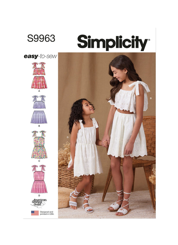 Simplicity: Children's & Girls Tops, Skirts, and Dresses Patterns S9963