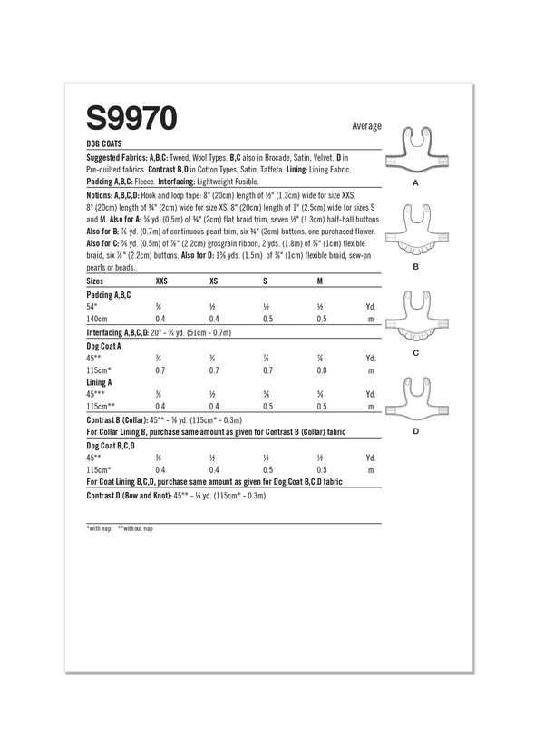 Simplicity Dog Coats: Easy-to-Follow Sewing Pattern S9970A