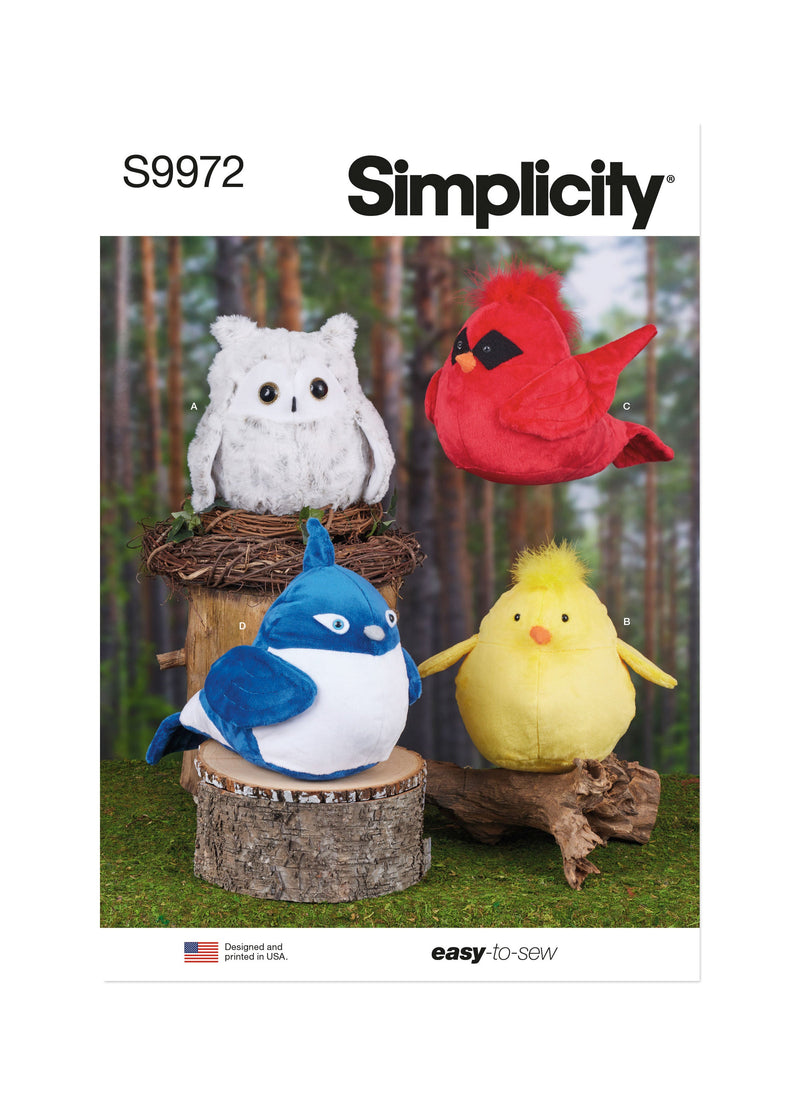 Simplicity Plush Birds Sewing Pattern for Creative Crafting S9972OS