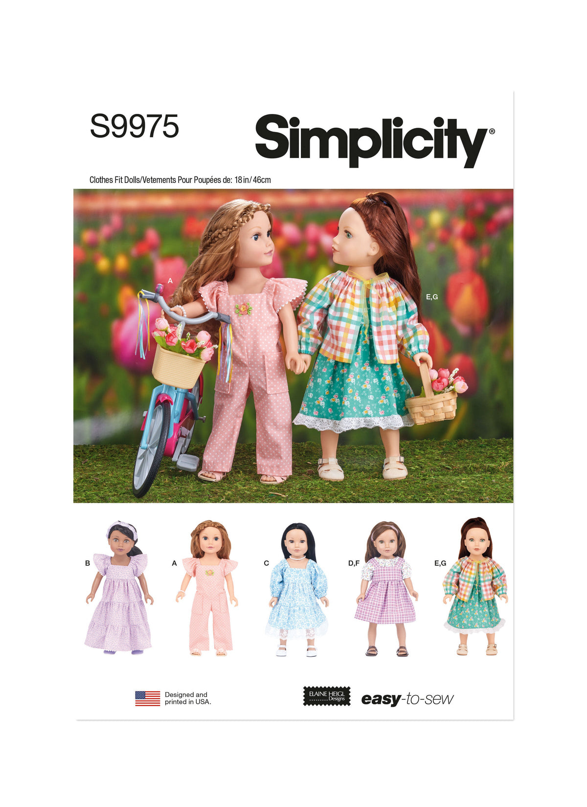 Simplicity 18" Doll Clothes Sewing Pattern by Elaine Heigl S9975OS