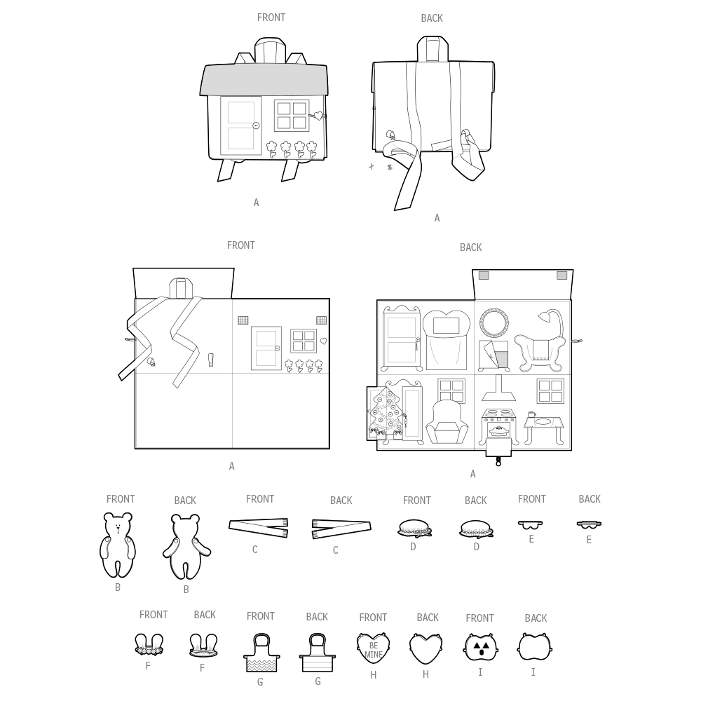 Simplicity Doll House Backpack Sewing Pattern for Bears S9976OS