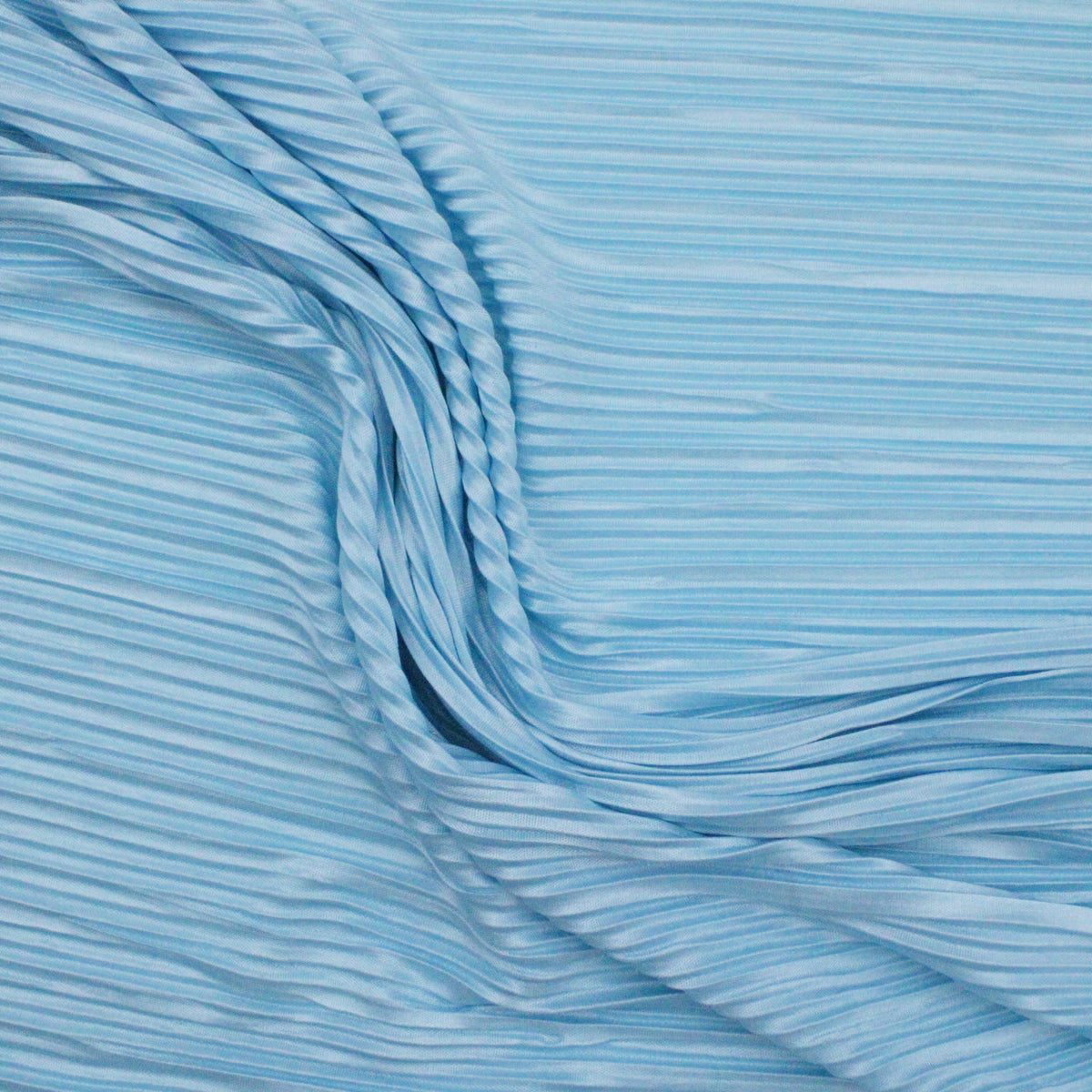 Satin Feel Cloque Crinkled Pleats Plisse Fabric - Baby Blue