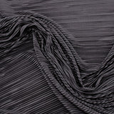 Satin Feel Cloque Crinkled Pleats Plisse Fabric - Black