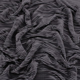 Satin Feel Cloque Crinkled Pleats Plisse Fabric - Black