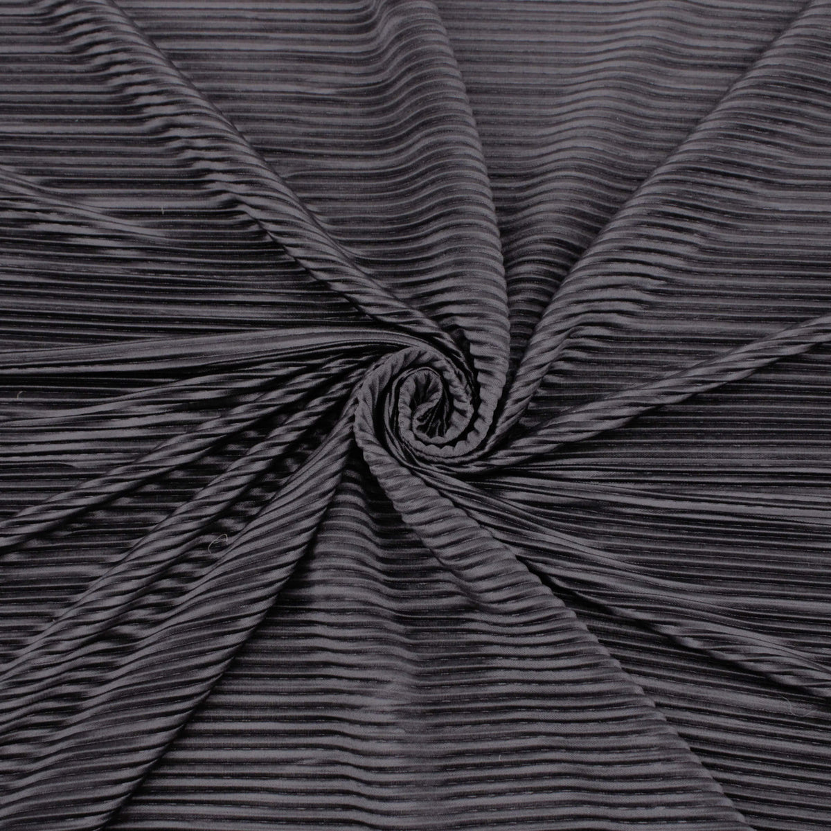 Satin Feel Cloque Crinkled Pleats Plisse Fabric - Black
