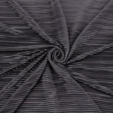 Satin Feel Cloque Crinkled Pleats Plisse Fabric - Black