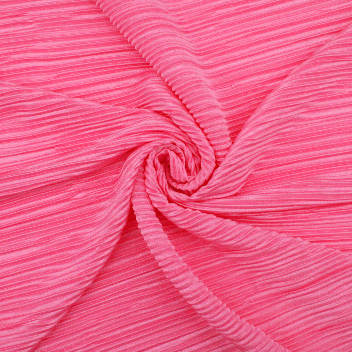 Satin Feel Cloque Crinkled Pleats Plisse Fabric - Azalea Pink