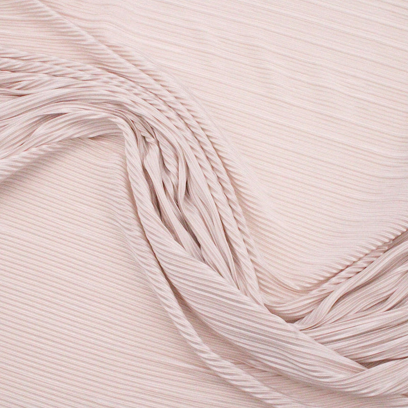 Satin Feel Cloque Crinkled Pleats Plisse Fabric - Champagne