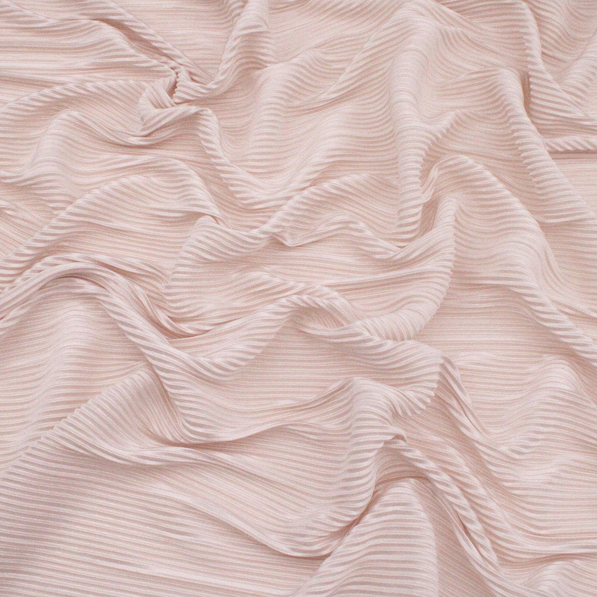 Satin Feel Cloque Crinkled Pleats Plisse Fabric - Champagne