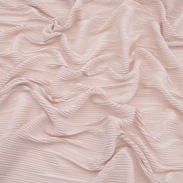 Satin Feel Cloque Crinkled Pleats Plisse Fabric - Champagne